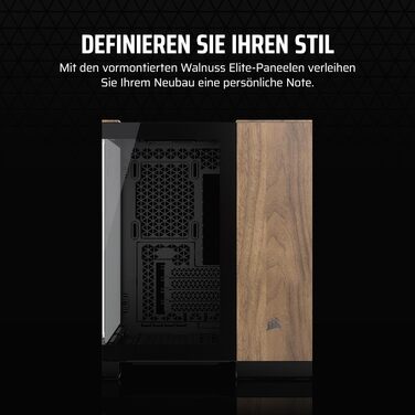 Корпус для ПК CORSAIR 2500X mATX, подвійна камера, загартоване панорамне скло, сумісний з реверсивним підключенням материнської плати, без вентиляторів, чорний/горіх