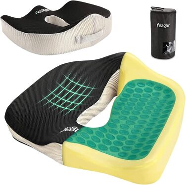 Ортопедична гелєва подушка Feagar з memory foam для сидіння — ергономічна подушка для офісного крісла, авто, інвалідного візка, проти болю у куприку, для дому та вулиці, літня, преміум якість