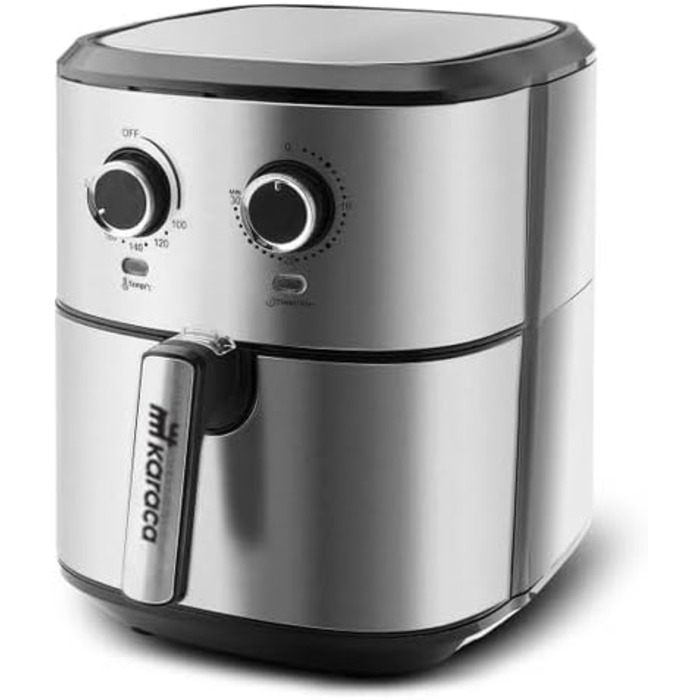Фритюрниця Karaca Multifry Inox 1700 Вт XL 5,5 л, подвійна, антипригарне покриття, без запаху, циркуляція повітря, регулювання температури та часу
