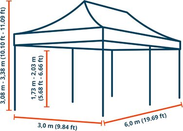 Павільйон розкладний TOOLPORT 3x6 м, сталевий каркас 30 мм, 2 бічні стінки з панорамними вікнами, кремовий, тент для вечірок