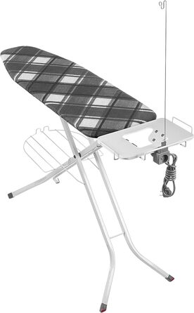 Складна прасувальна дошка KADAX 120x38 см з розеткою, регулюванням висоти, антиковзкими ніжками та підставкою для праски, у клітинку