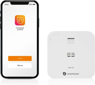 Smartwares Ко-Детектор диму та газу WiFi – 85 дБ, 10 років роботи сенсора, сповіщення через додаток, кнопка тестування, білий