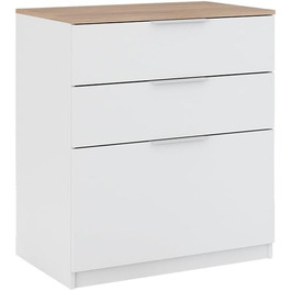 Комод Vicco Betti 80x90 см, білий/сонома, з 3 шухлядами