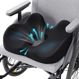 Ергономічна подушка для сидіння Benazcap у формі пончика з ефектом пам'яті (Memory Foam) для офісу та авто, чорна