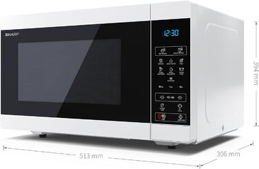 Мікрохвильова піч SHARP MS51EW, 900 Вт, 11 рівнів потужності, функція розморожування, 51,3x30,6x39,4 см, срібляста