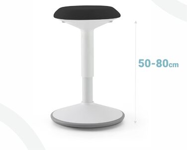 Ергономічний стілець-балансир BLACK POINT з ефектом гойдання, регульована висота 50-80 см, біло-чорний