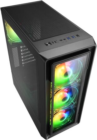 Комп'ютерний корпус Sharkoon TK4 RGB зі скляною панеллю, підсвітка RGB, для ігрового ПК