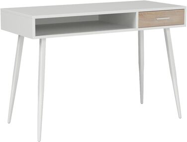 Стіл письмовий WOLTU TS39ws, комп'ютерний, офісний, для ноутбука, 110x50x75 см, білий, дерево, сталь, з шухлядою та відкритою полицею