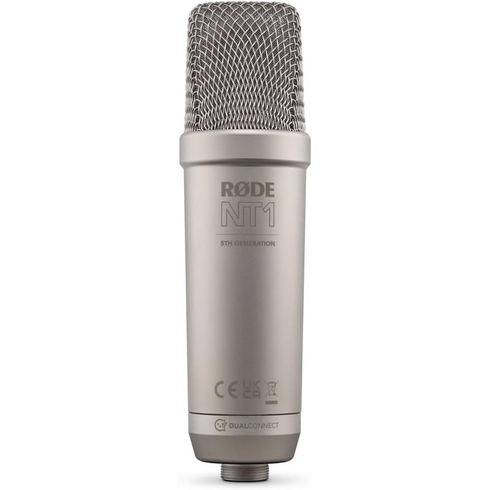 Студійний мікрофон Rode NT1 5th Gen XLR/USB сріблястий з тримачем keepdrum MSA033