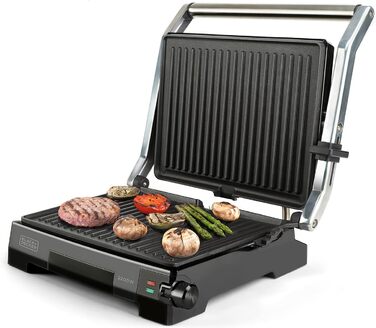 Електричний гриль-контактна поверхня Black+Decker BXGR2200E 2-в-1 (2200W, 29x23 см) з LCD-дисплеєм