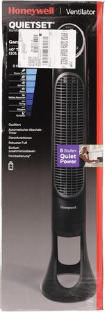 Вентилятор Honeywell QuietSet Tower HYF290, 8 швидкостей, 80° осциляція, таймер, дистанційне керування, димування