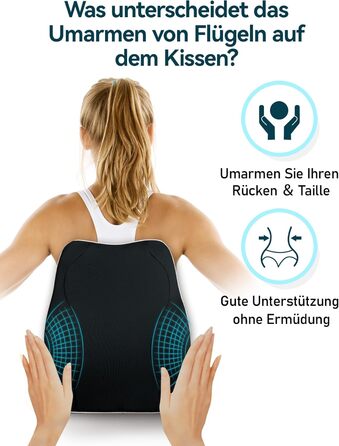 Ергономічна подушка для спини Travel Ease з пам'яттю форми, ортопедичне лордозне підтримувальне подушка для офісного та комп'ютерного стільця, антистатичний і гіпоалергенний чохол, чорна