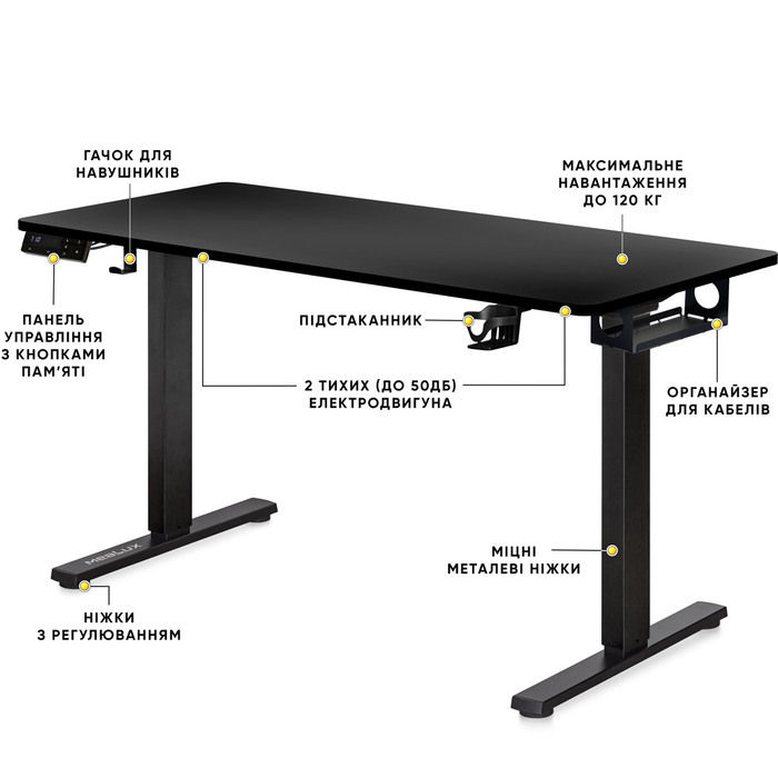 Стіл Mealux PowerDesk Duo XL Black (арт. EVO-252 Duo B/B)