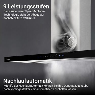 Витяжка для кухні KKT KOLBE FLAT6006ED (90 см), настінна, нержавіюча сталь та чорне скло, з WLAN, сенсорним керуванням та режимами відведення/рециркуляції