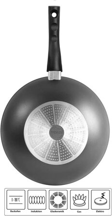 Wok STONELINE Flex 30 см з антипригарним покриттям, знімна ручка, для індукції, без олії, з кам'яними частинками, вироблено в Німеччині