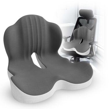 Подушка для сидіння з піни Memory Foam для попереку, куприка та сідниць: зняття тиску, для офісного крісла, авто, інвалідного візка, дому та офісу