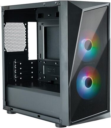 Корпус для ПК Cooler Master CMP 320 Mini-Tower, чорний, Micro-ATX, скляна бічна панель, 2x 120 мм ARGB вентилятори, підтримка різних компонентів, з кришкою для блоку живлення