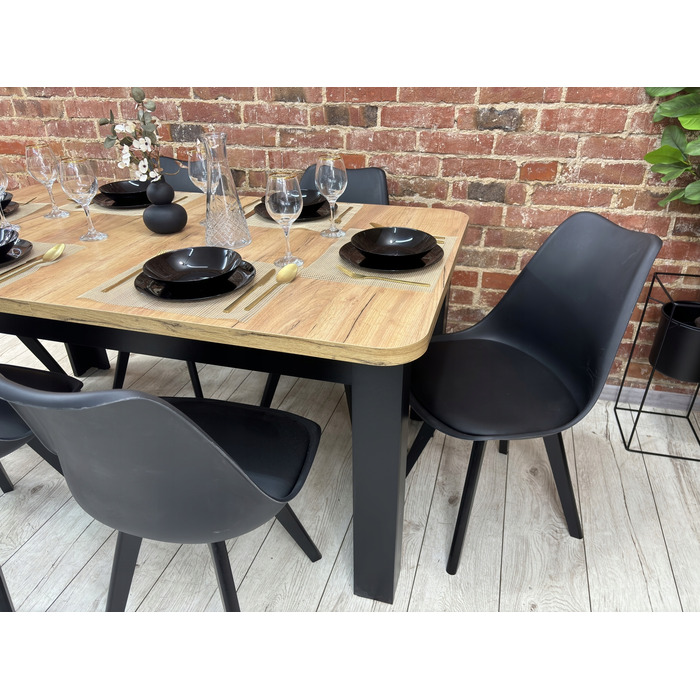 Обідній гарнітур Loft Ribes: розкладний стіл 80x140/180 см та 6 стільців