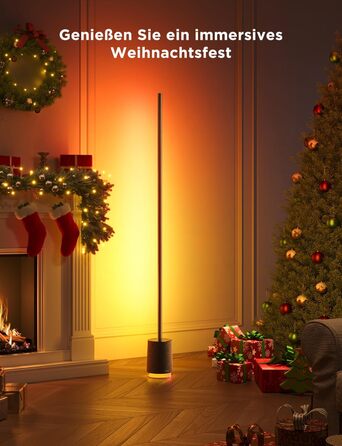 Govee Stehlampe Pro – LED RGBIC лампа 2100 Люмен з Bluetooth-динаміком, білим шумом, Alexa, 16 млн кольорів, музична синхронізація, торшер для вітальні, чорний