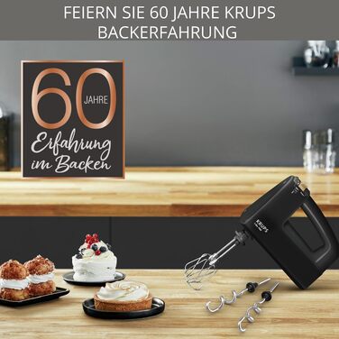 Ручний міксер Krups 3 MIX 7000 Handmixer 60 Jahre Edition, 500 Вт, з вінчиками та гаками для тіста, чорний/мідний