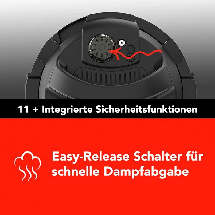 Електромультиварка Instant Pot Pro Crisp 11-в-1, 7.6 л, 1500 Вт, скороварка, аерофритюрниця, повільноварка, пароварка, гриль, дегідратор, sous-vide, чорна нержавіюча сталь
