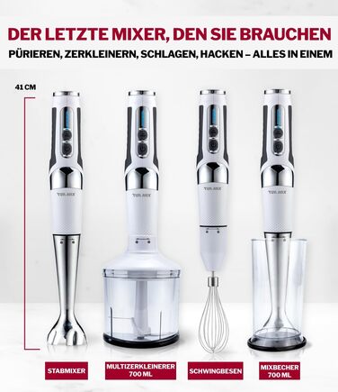 Блендер заглибний бездротовий Turmix Stabmixer CX 422 з місткістю, подрібнювачем та підставкою - 1800W Li-Ion