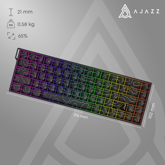 Ігрова магнітна клавіатура Ajazz AK680 V2 Ice Island Magnetic Switch (AK680-V2-I-BGY)