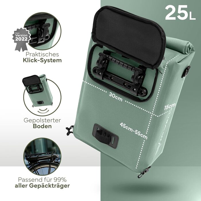 Велосипедна сумка на багажник MIVELO 3в1: рюкзак, сумка через плече, водонепроникна, без ПВХ, з відсіком для ноутбука, карбон