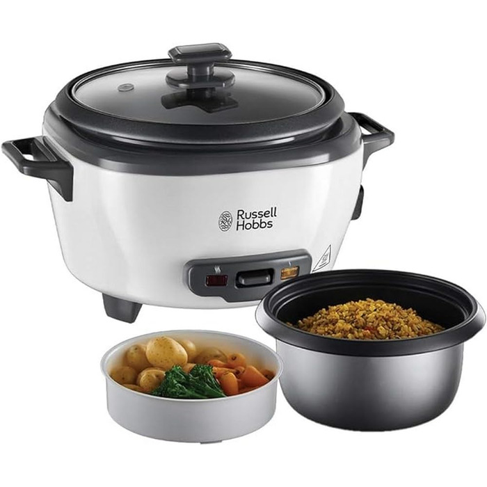 Рисварка електрична Russell Hobbs Mini 0.8л біла: для рису, кіноа, кускусу