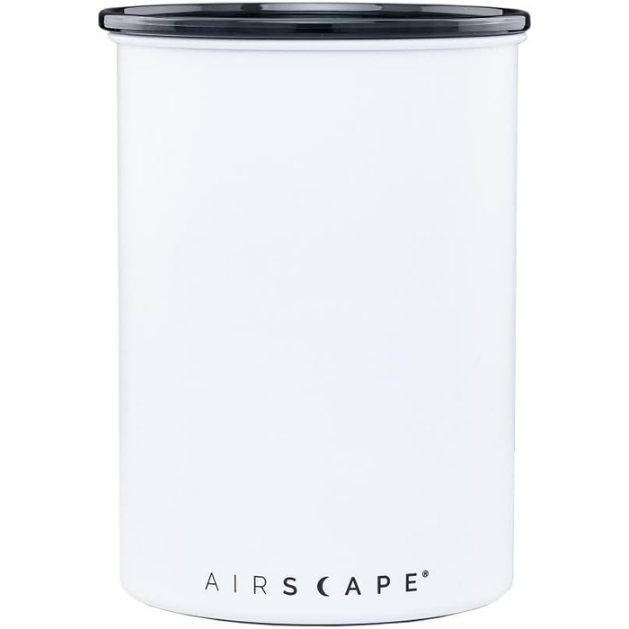 Контейнер для кави Airscape Planetary Design з нержавіючої сталі – контейнер для продуктів – запатентований герметичний кришка – зберігає свіжість продуктів (Medium, Матовий білий)