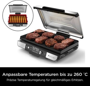 Ninja Sizzle Pro XL: гриль та плоча для дому з антипригарним покриттям, збірний, з піддоном для жиру та рецептами, срібно-чорний, GX101EU XL