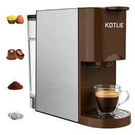 Кавомашина KOTLIE Espresso 4-в-1 для NES/Dolce Gusto/меленої кави/ESE (44мм), 19 Бар, коричнева