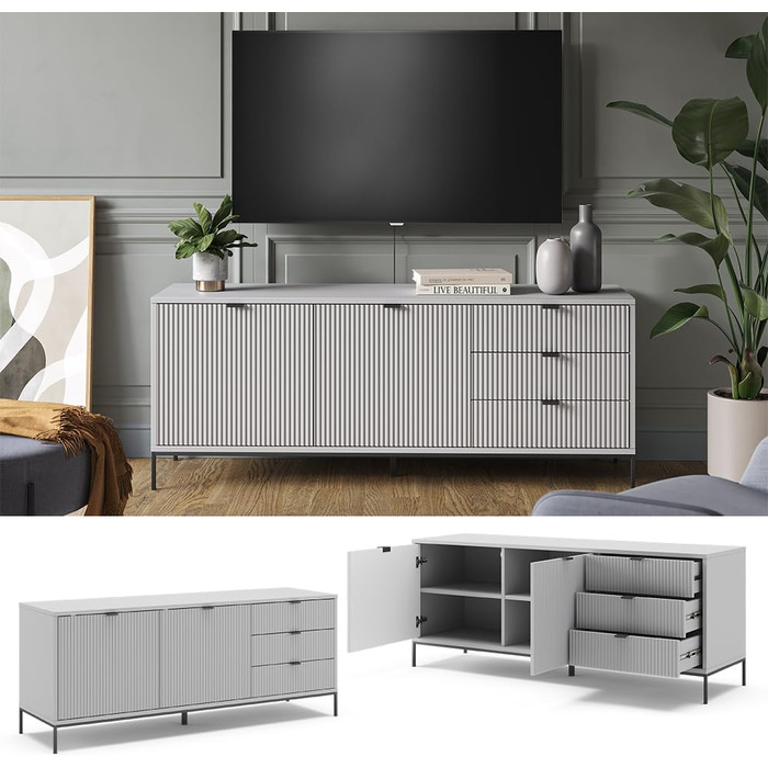 Тумба під телевізор Vicco Eliza сіра 150x42 см, низька