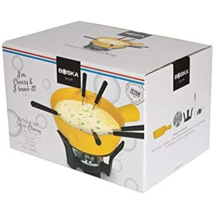 Набір для фондю Boska Super Cheesy, керамічний та чавунний, жовтий/сріблястий/чорний, 290x200x160 мм
