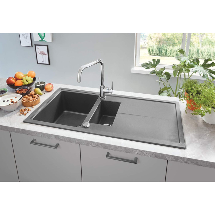 Змішувач кухонний GROHE Eurosmart Cosmopolitan з висувним душем (хром, високий вилив, поворотний 360°, економія води)
