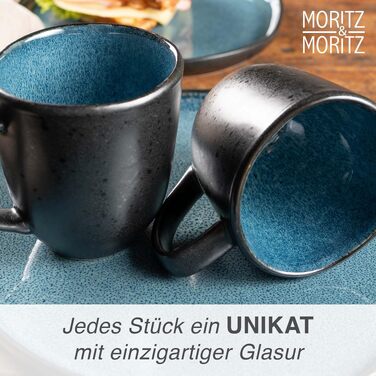 Набір керамічних чашок для кави Moritz & Moritz Organic Blue, 6 шт, синій градієнт, стійкі до миття в посудомийній машині