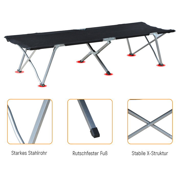 Outsunny Camp Bed Кемпінгове ліжко з сумкою чорне
