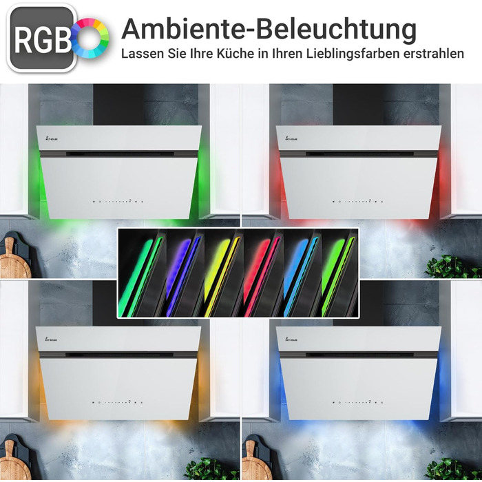 Витяжка кухонна KKT KOLBE AURORA6005FB 60 см, чорна зі склом, продуктивність 782 м³/год, Smart WiFi, RGBW LED-підсвітка, режим рециркуляції та відведення