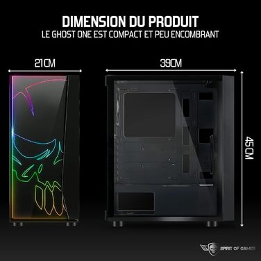 Корпус для ПК SPIRIT OF GAMER Ghost One RGB з гартованим склом, 60 режимів підсвітки, 2 адресовані 120 мм вентилятори, сумісний з Aura/MSI