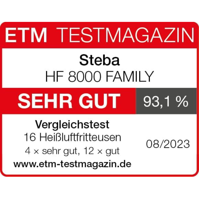 Аерофритюрниця Steba Family 8 л з сенсорним екраном, 8 програм, таймер 60 хв, 1800 Вт, без олії, HF 8000