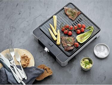 Електричний гриль WMF Lono Quadro: компактний гриль з нержавіючої сталі, 1250 Вт, для дому, легко миється