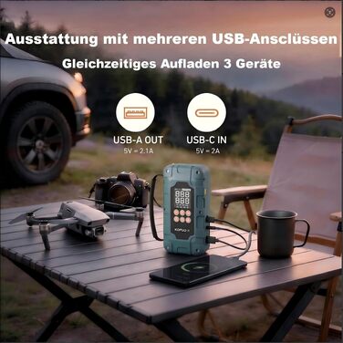 Пусковий пристрій (бустер) 7000A з компресором для автомобіля 12V, Powerbank, колір A-Зелений