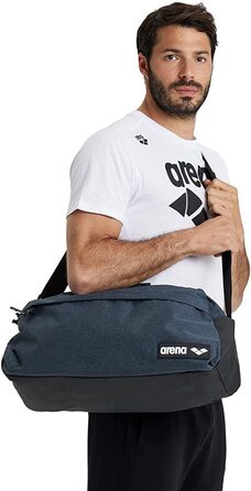 Сумка Arena Team Duffle 25 л для спорту, плавання і подорожей, з відділенням для вологого одягу, знімним плечовим ременем, чорна
