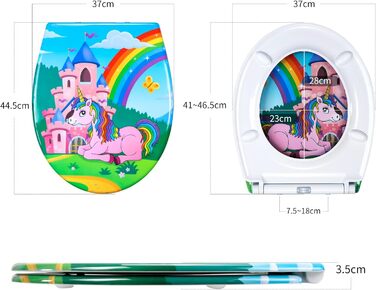 Кришка для унітазу з автоматичним опусканням, з мотивом єдинорога, Quick Release, Duroplast (UF81950)