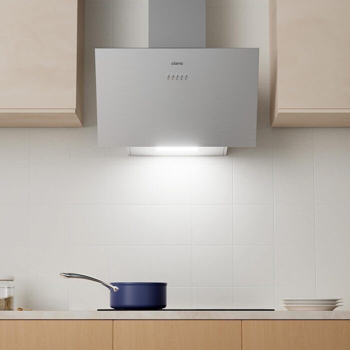 Похила витяжка CIARRA CBCS6762A A+++ 60 см, нержавіюча сталь, продуктивність 650 м³/год, з вугільним фільтром CBCF003, режим рециркуляції та відведення
