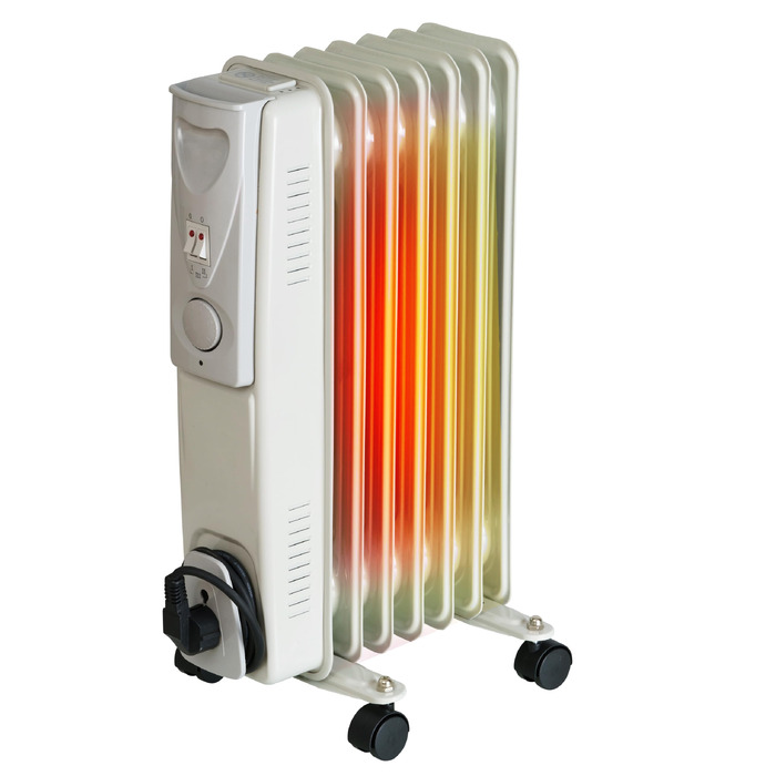 Електричний масляний радіатор BROLLUX 1500W, мобільний обігрівач з 7 секціями та термостатом