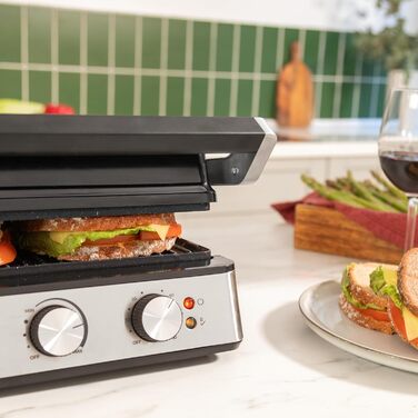Електричний гриль Cecotec Rock'nGrill Dual 2000 Вт з незалежним регулюванням температури, знімні антипригарні пластини, відкривання на 180º (2400 Вт | Blaze)