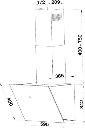 Витяжка кухонна Bomann DU 7606.1 G 60 см, з безщітковим DC-двигуном, режими рециркуляції та відведення повітря, 9 рівнів швидкості, тиха