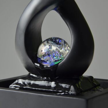 Кімнатний фонтан Zen'Light Amor чорного кольору з LED-підсвічуванням - сучасний декор, знімний елемент, закритий цикл, ротова куля, 31x14x14 см