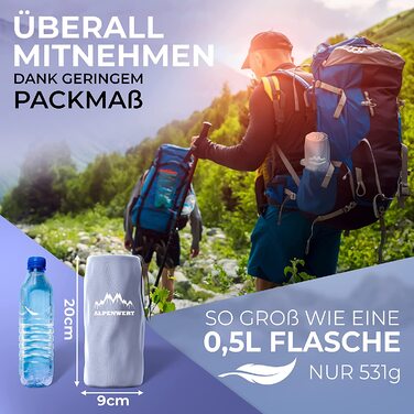 Ультралегка надувна ізомат для кемпінгу Alpenwert, сіра, компактна туристична спальна матраца
